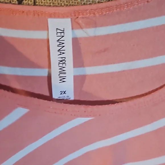 ZENANA PREMIUM CORAL/ORANGE WITH WHITE STRIPES SIZE 2X - Picture 3 of 3